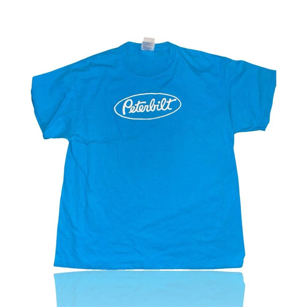Peterbilt Men's Blue Graphic Print T-Shirt Size L Crew Neck